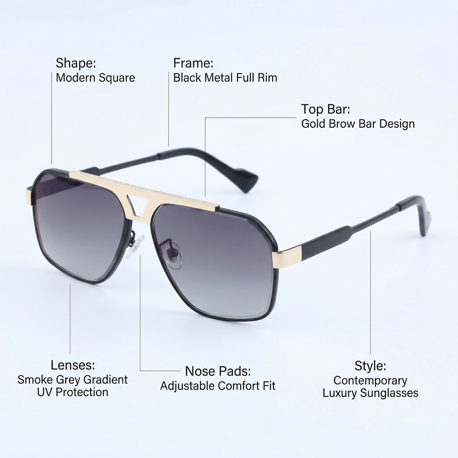 OG Noir Crown | Black Gold Navigator Sunglasses