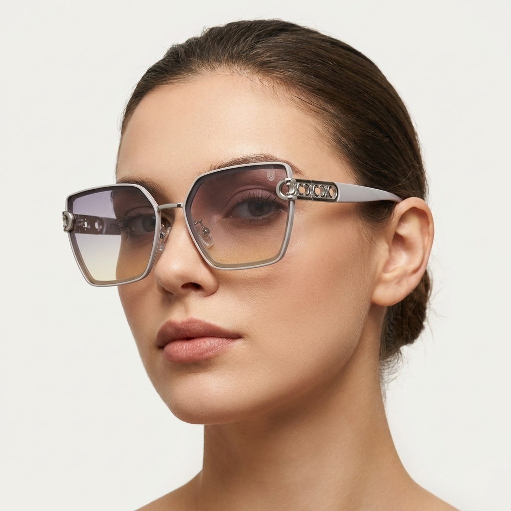 OG Noir Eclipse | Luxury Black Geometric Sunglasses with Signature Link Temples