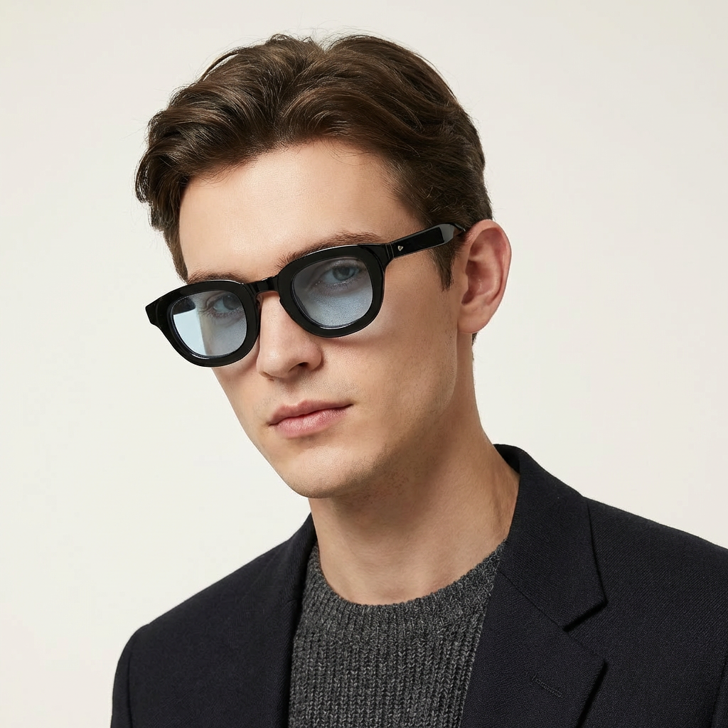 OG Noir Gold | Classic Round Amber Tint Sunglasses