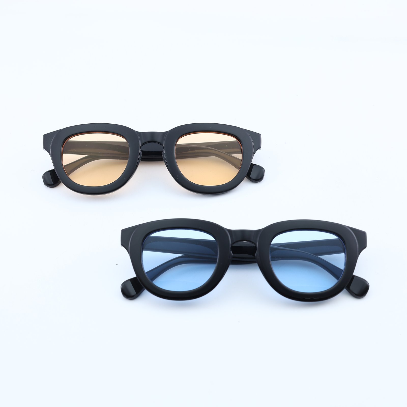 OG Noir Gold | Classic Round Amber Tint Sunglasses