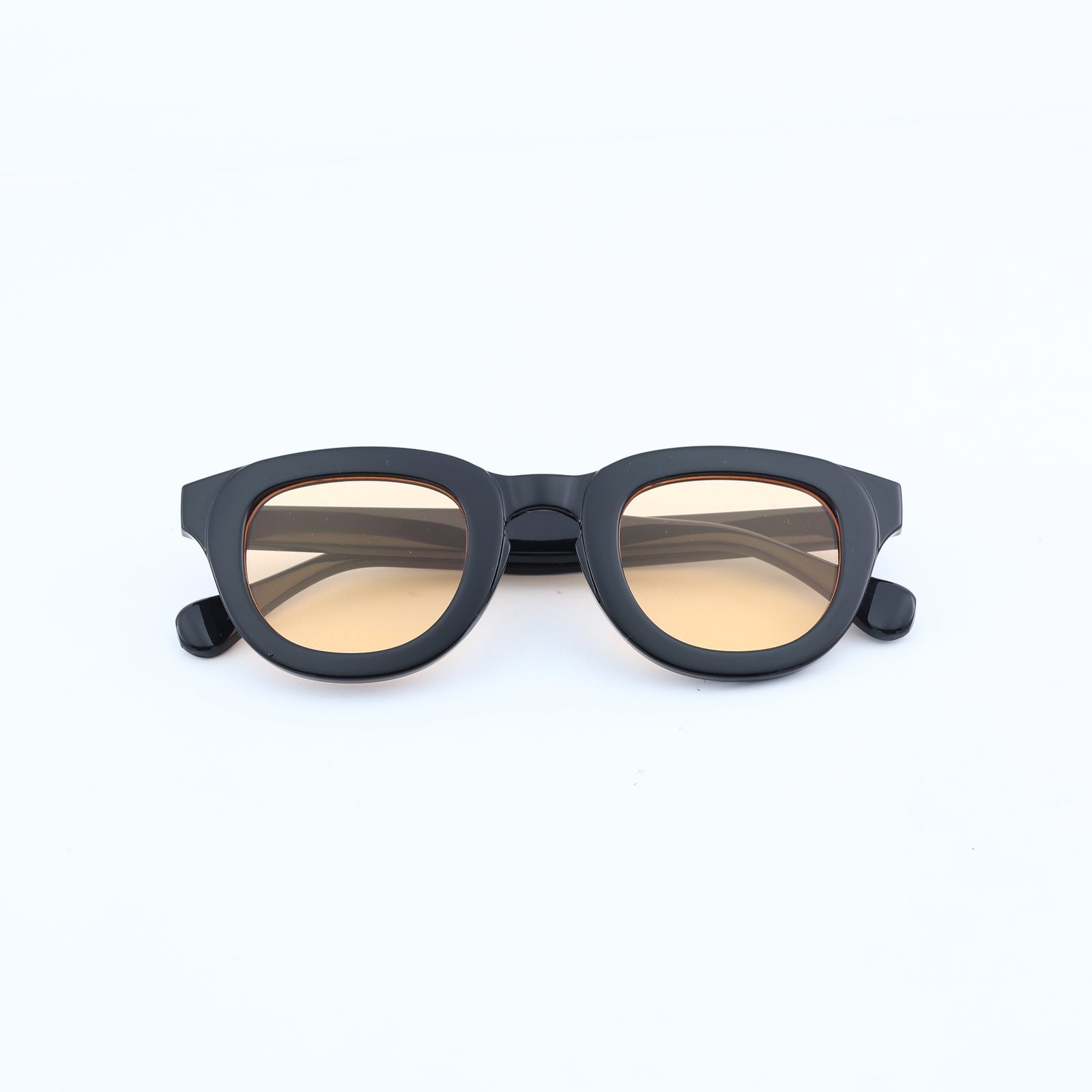 OG Noir Gold | Classic Round Amber Tint Sunglasses