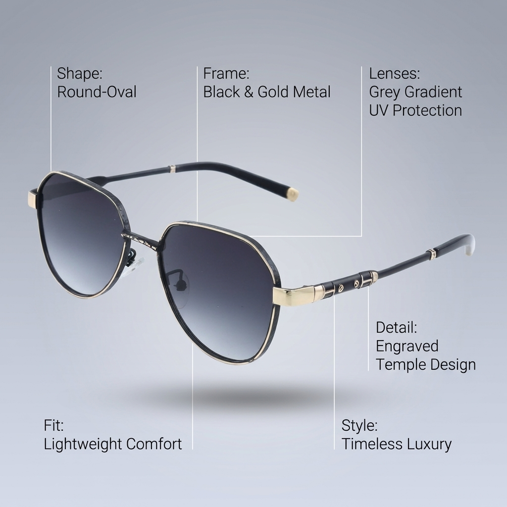OG Noir Gold | Classic Round Luxe Sunglasses