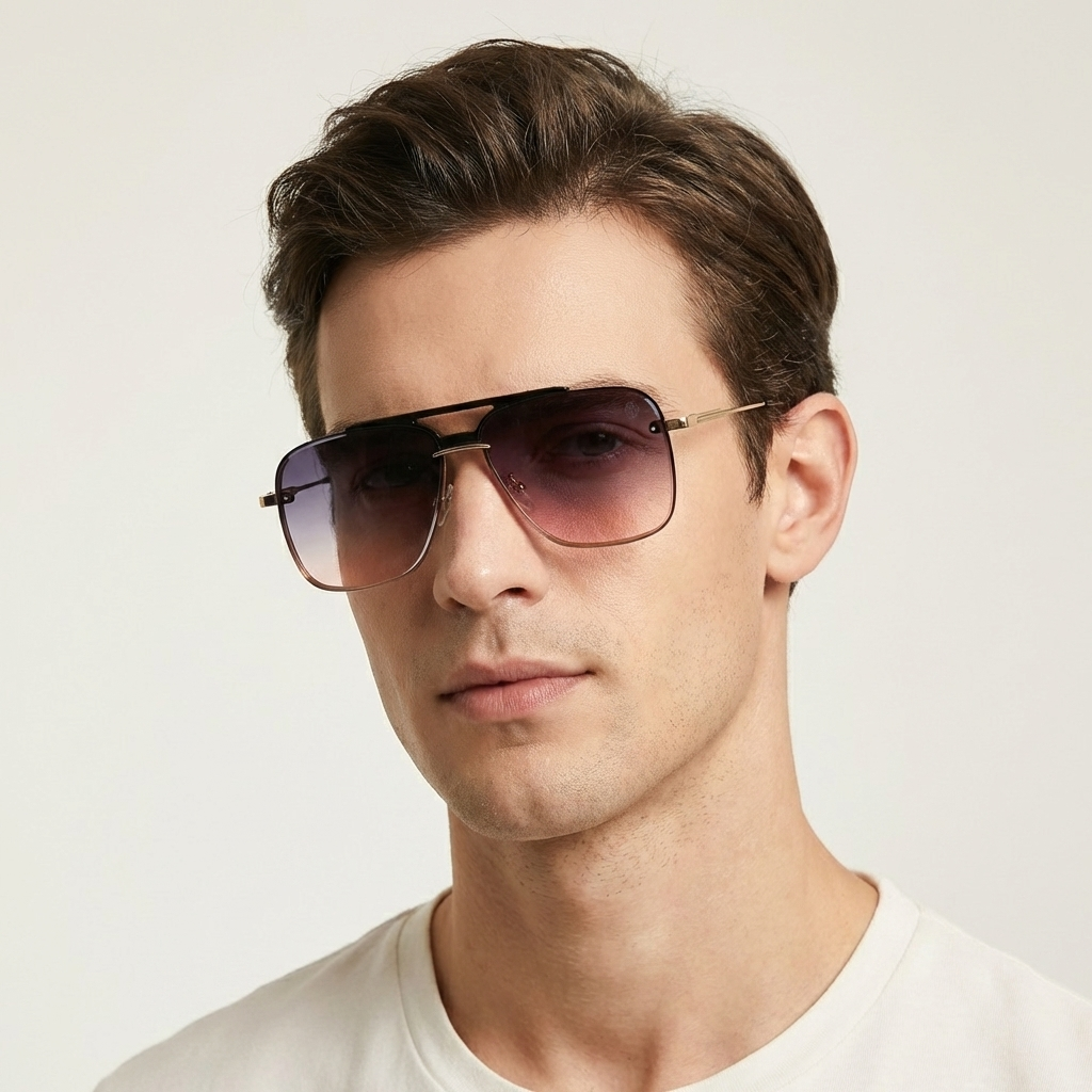 OG Noir Gold | Luxe Square Gradient Shield Sunglasses