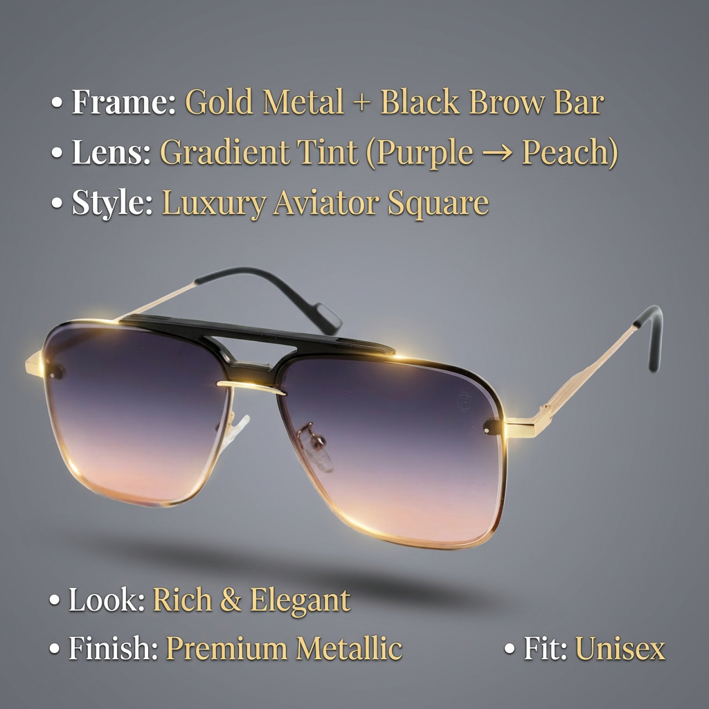 OG Noir Gold | Luxe Square Gradient Shield Sunglasses