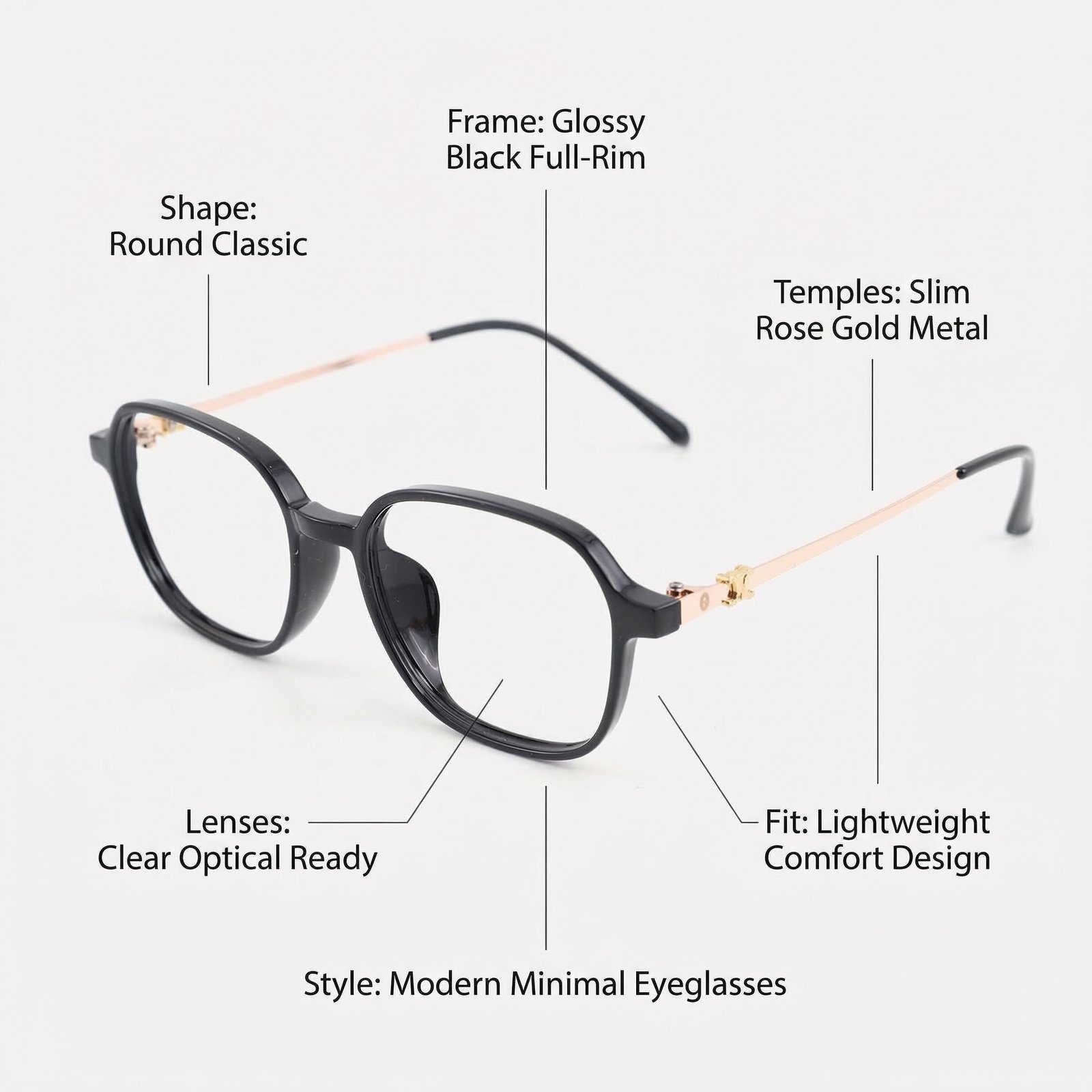 OG Noir Grace | Black Round Minimal Eyeglasses