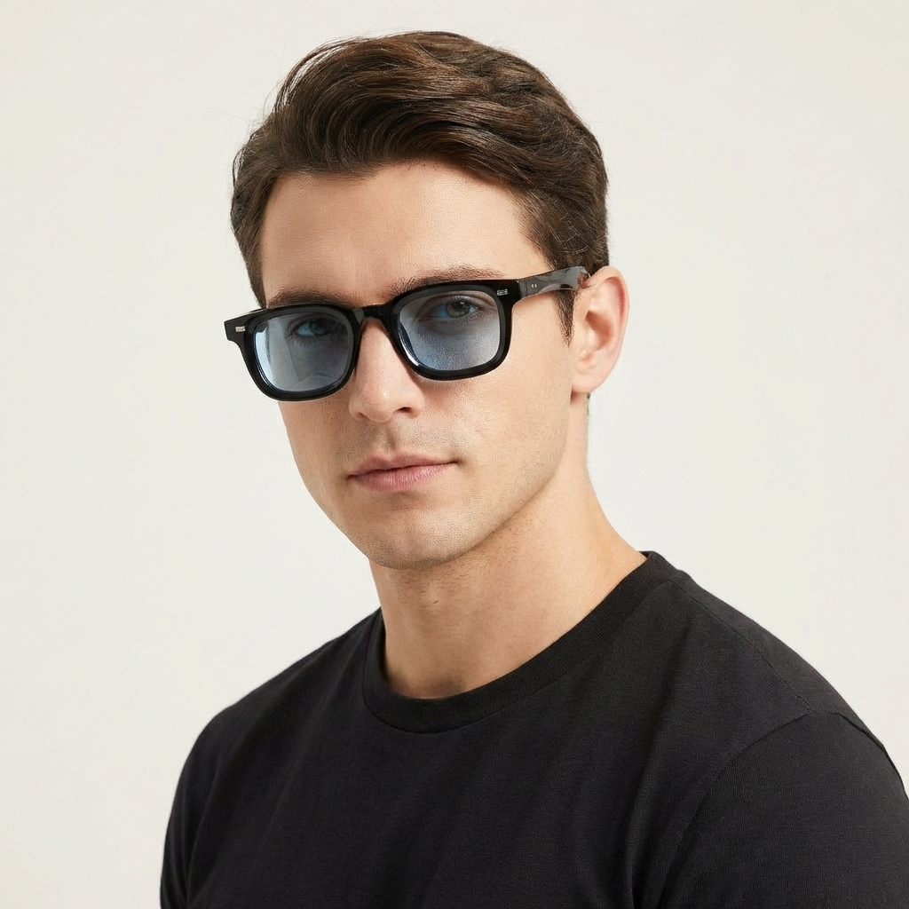 OG Noir Ice | Classic Square Blue Tint Sunglasses