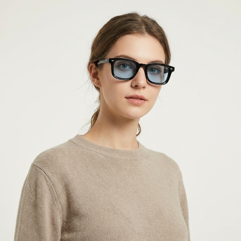 OG Noir Ice | Classic Square Blue Tint Sunglasses