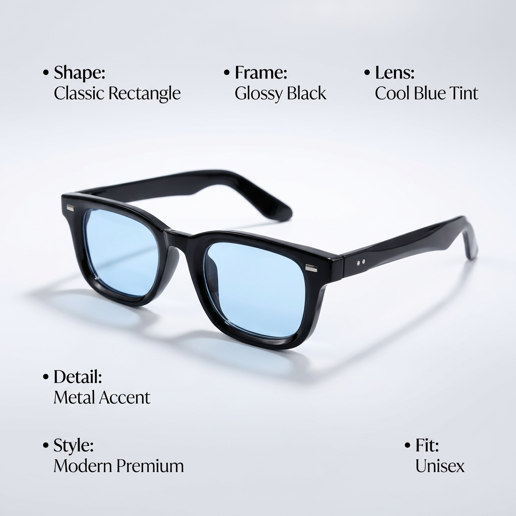 OG Noir Ice | Classic Square Blue Tint Sunglasses