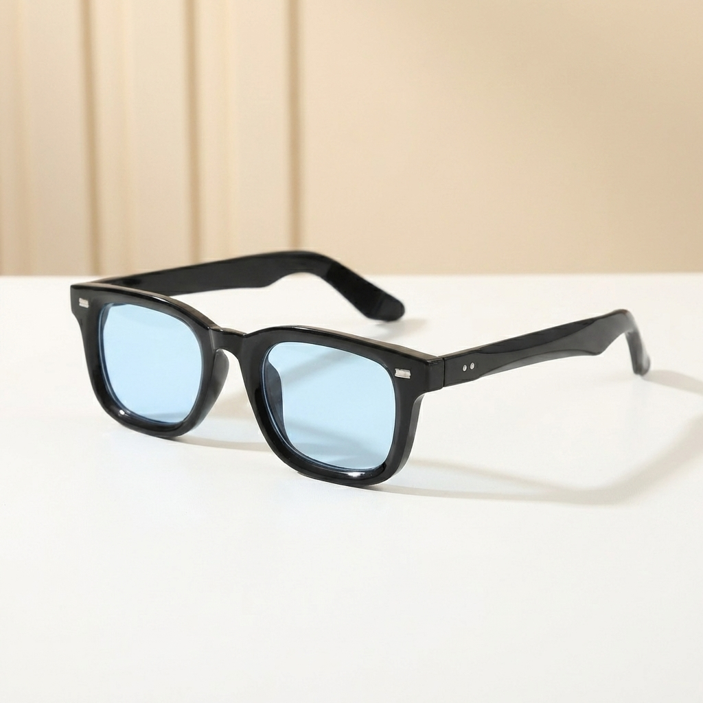 OG Noir Ice | Classic Square Blue Tint Sunglasses
