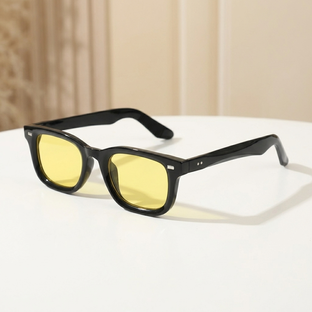 OG Noir Ice | Classic Square Blue Tint Sunglasses