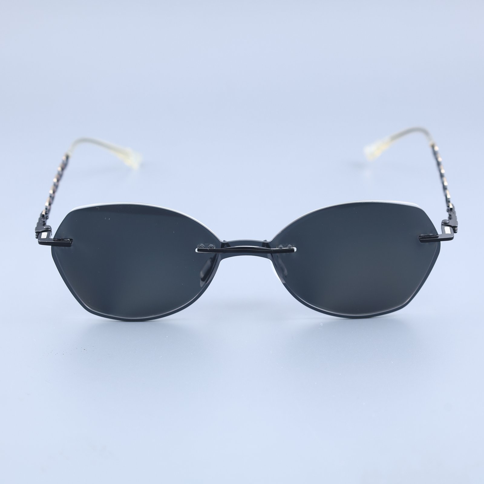 OG Onyx Chain | Rimless Hexagon Sunglasses For Women