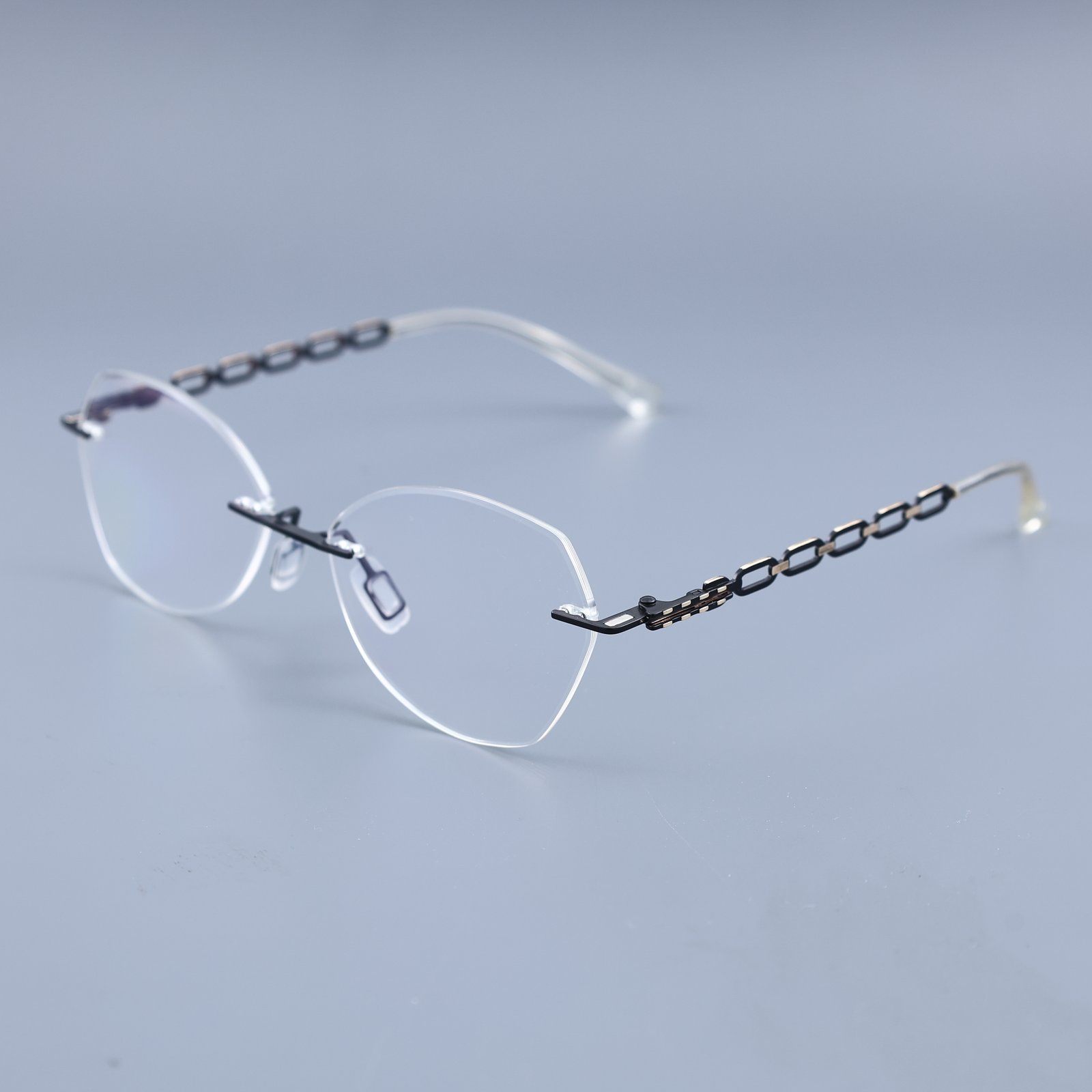 OG Onyx Chain | Rimless Hexagon Sunglasses For Women