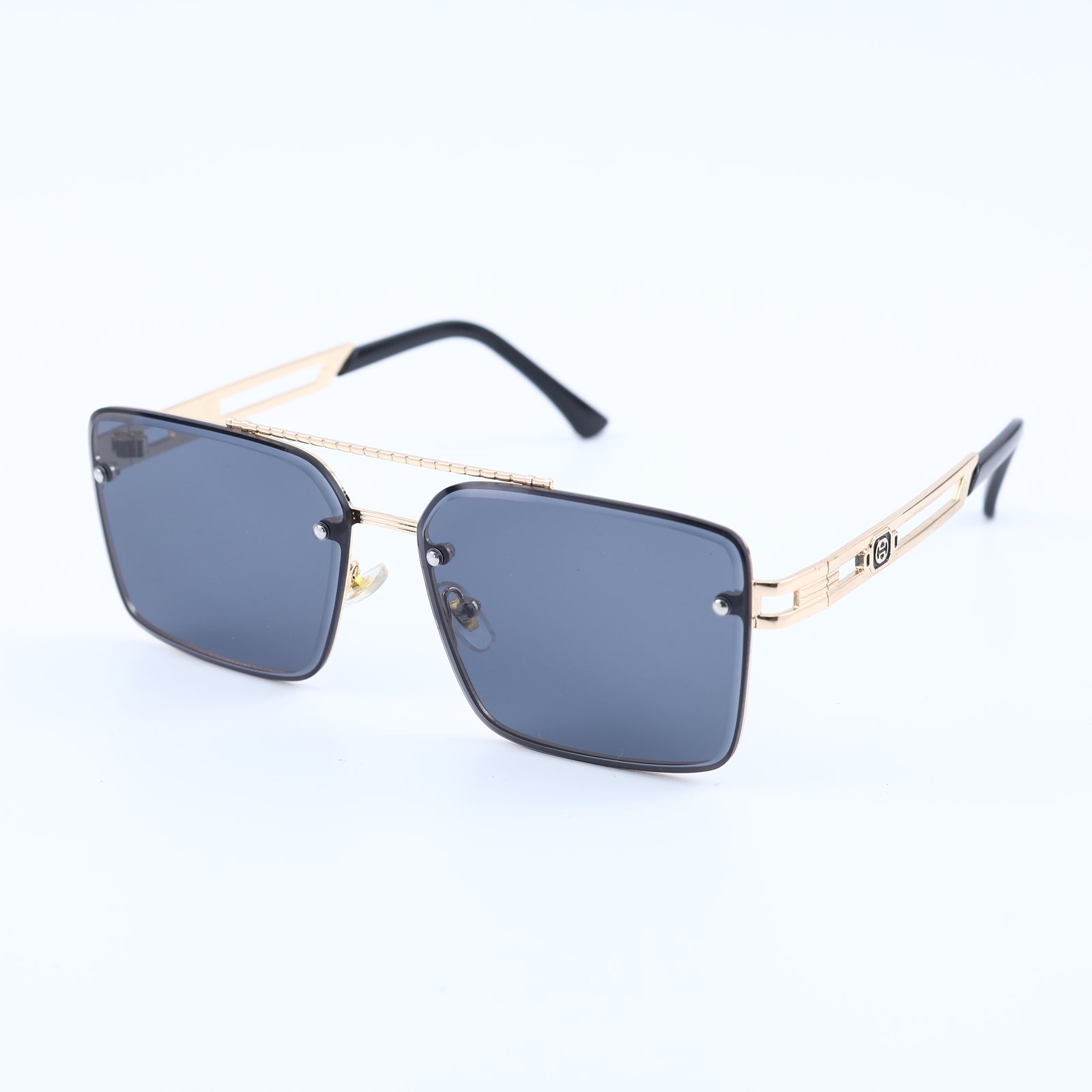 OG Regal Frame | Gold Square Rimless Blue Tint Sunglasses