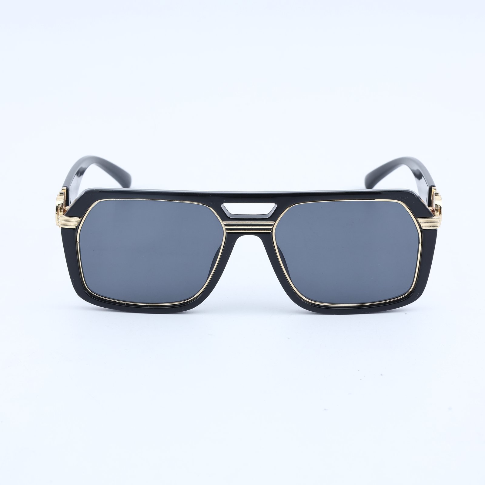 OG Regal Medusa | Black Gold Statement Shield Sunglasses