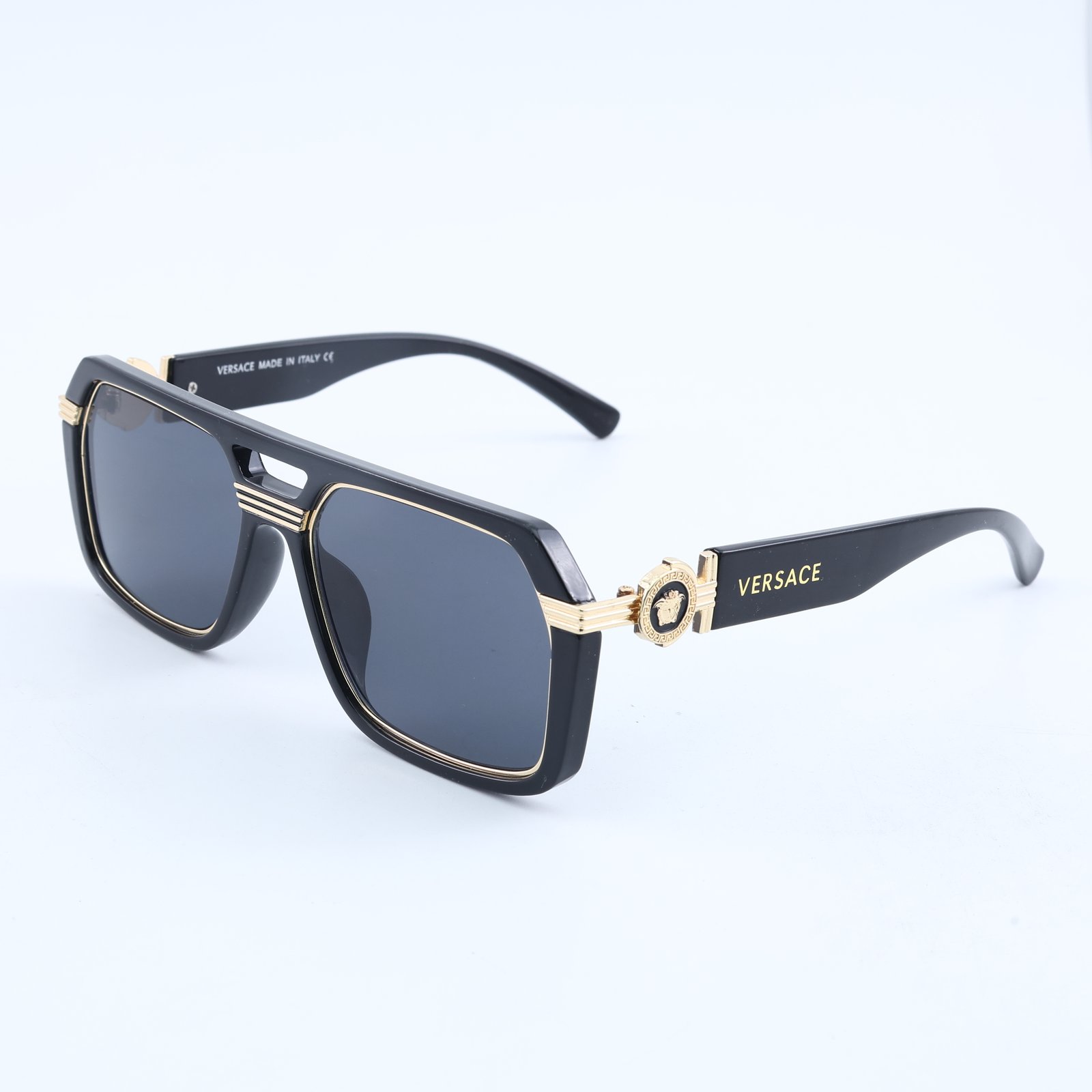 OG Regal Medusa | Black Gold Statement Shield Sunglasses
