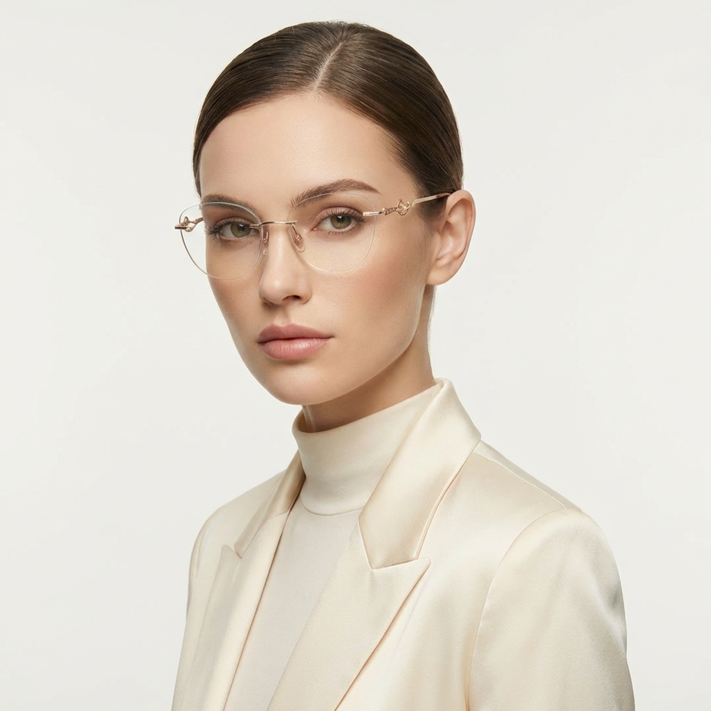 OG Rose Charm | Rimless Round Sunglasses For Women