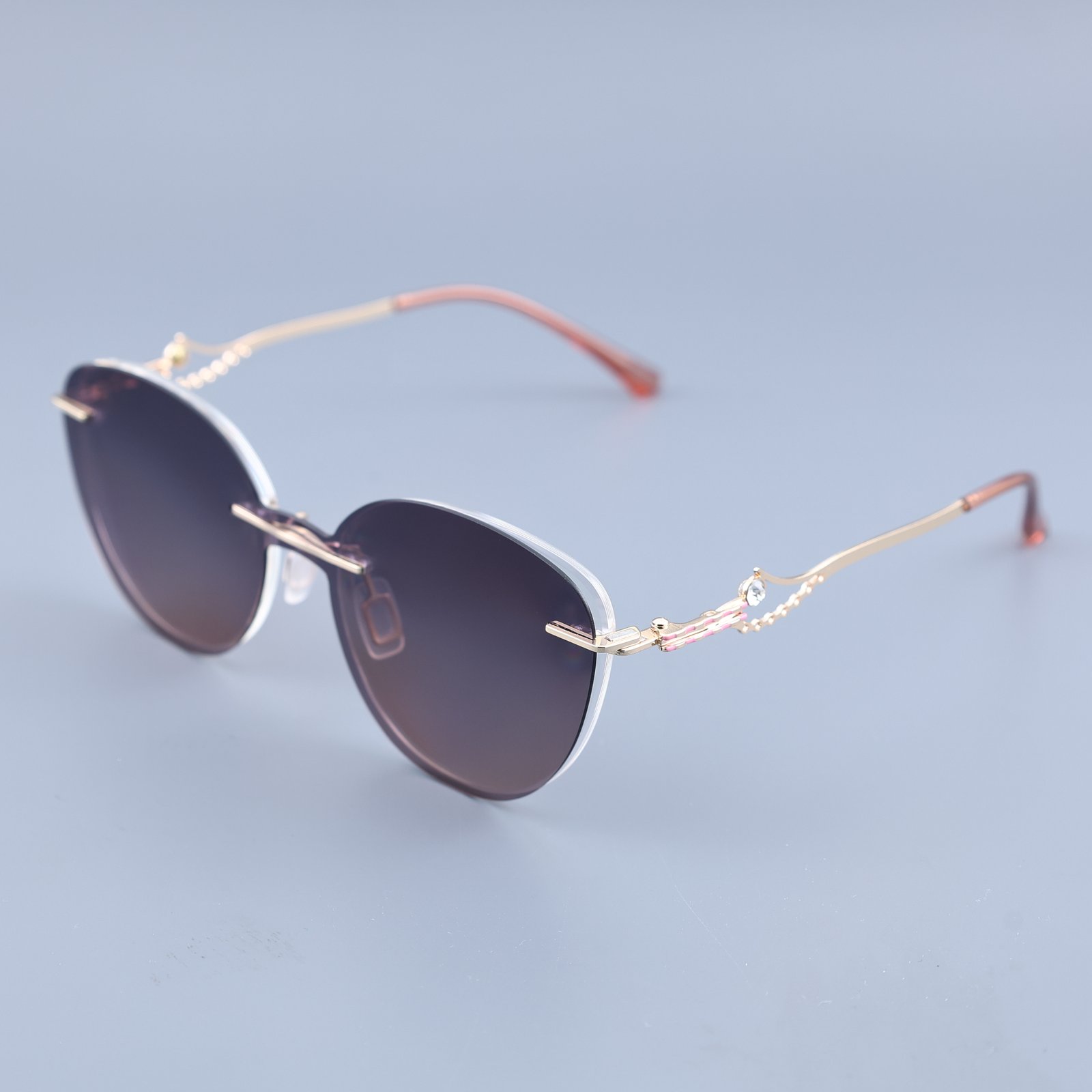 OG Rose Charm | Rimless Round Sunglasses For Women