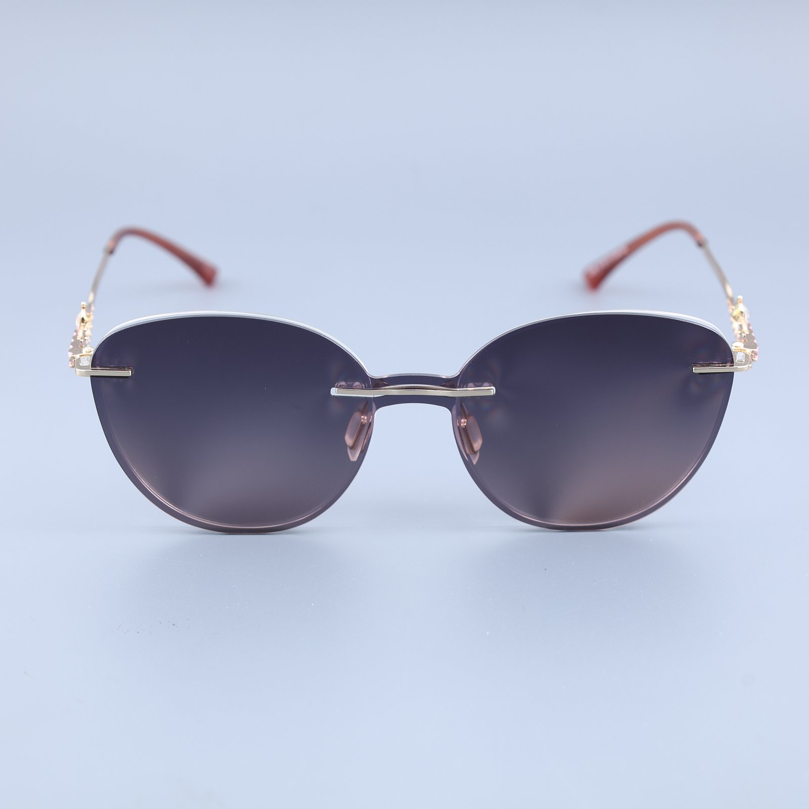 OG Rose Charm | Rimless Round Sunglasses For Women