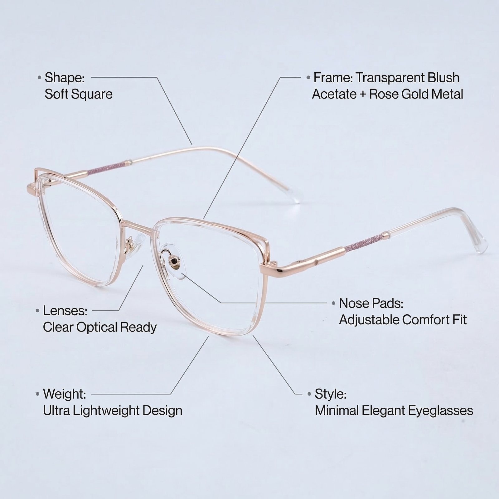 OG Rose Glow | Blush Pink Minimal Eyeglasses