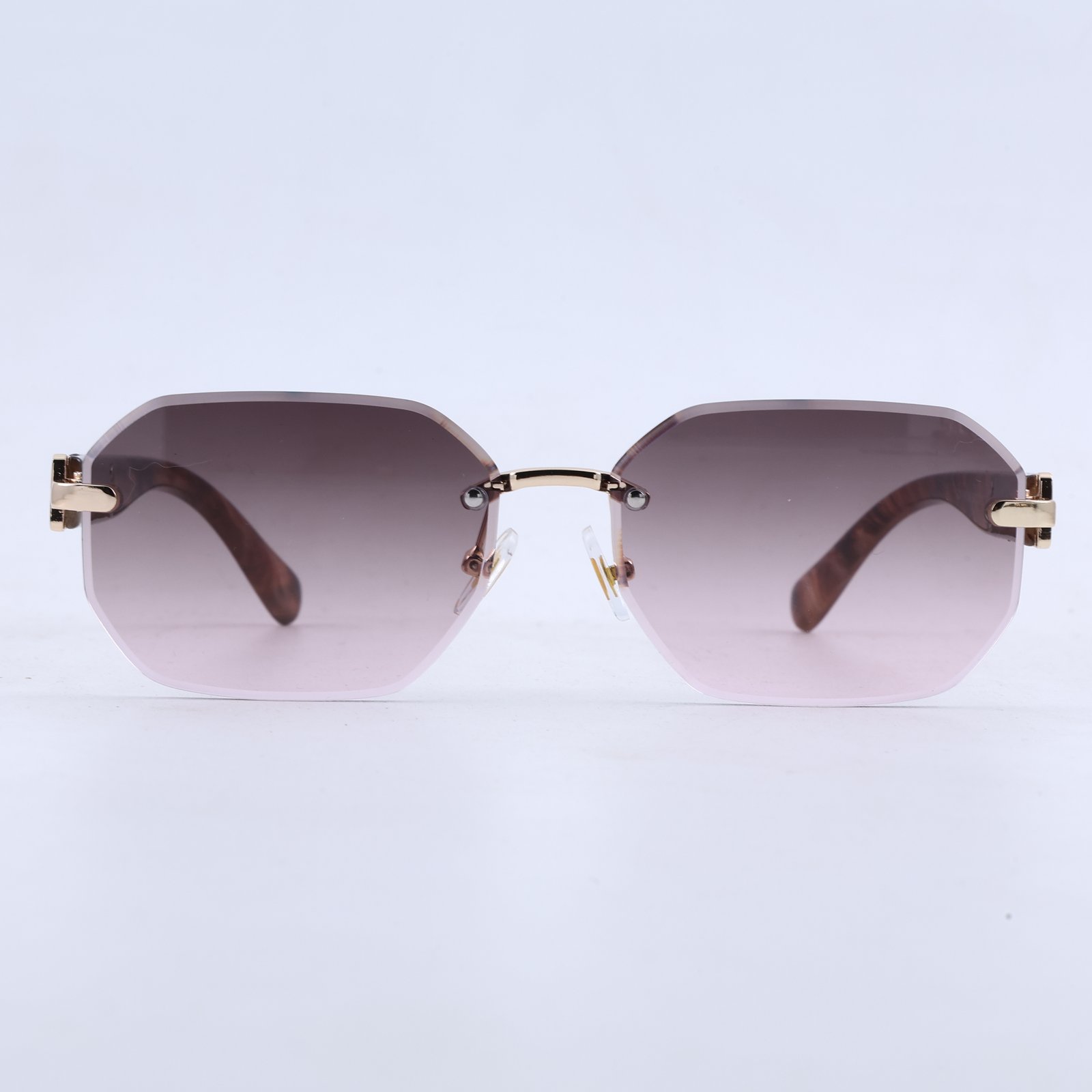 OG Rose Imperium | Luxury Rimless Blush Geometric Sunglasses with Gold Signature Temples