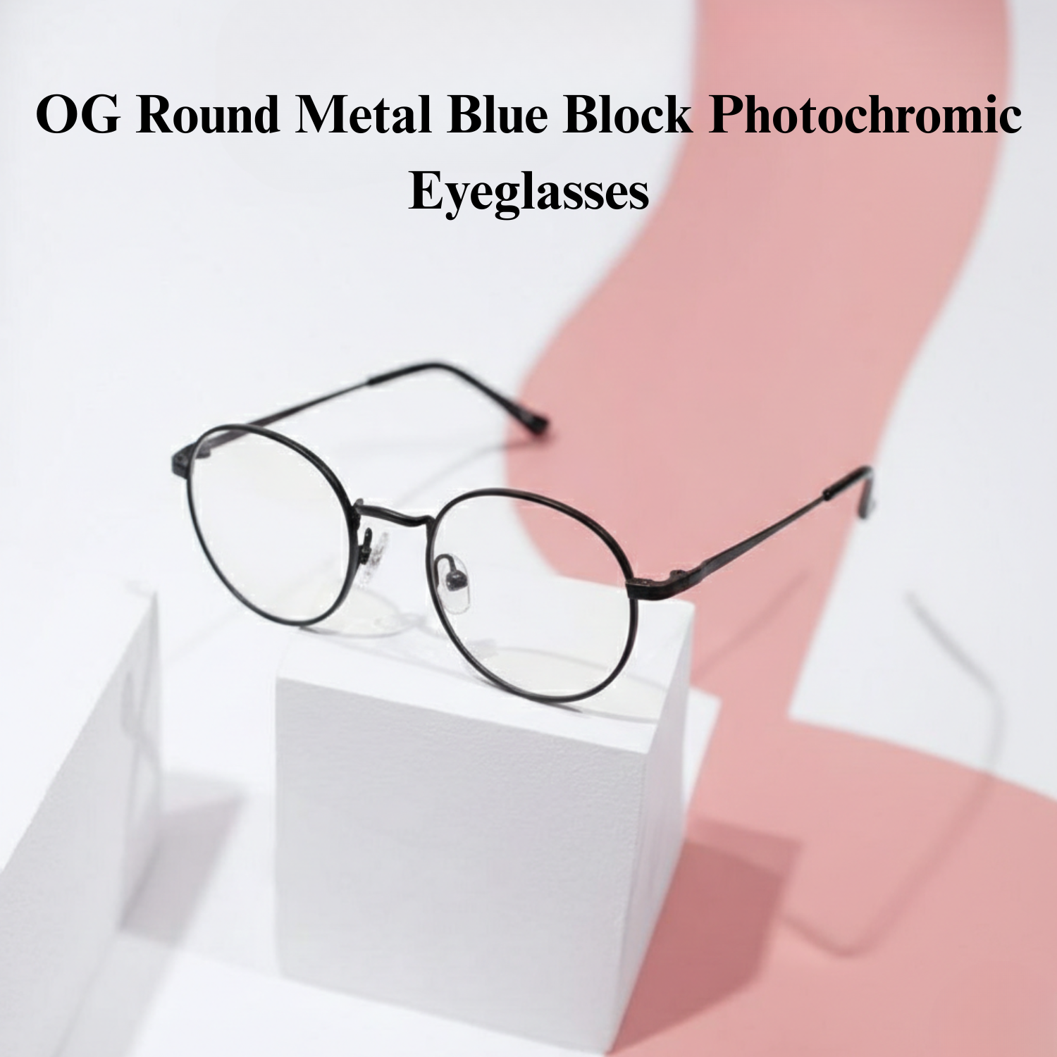 OG Round Metal Blue Block Photochromic Eyeglasses | UV Adaptive Full Rim Optical Frame