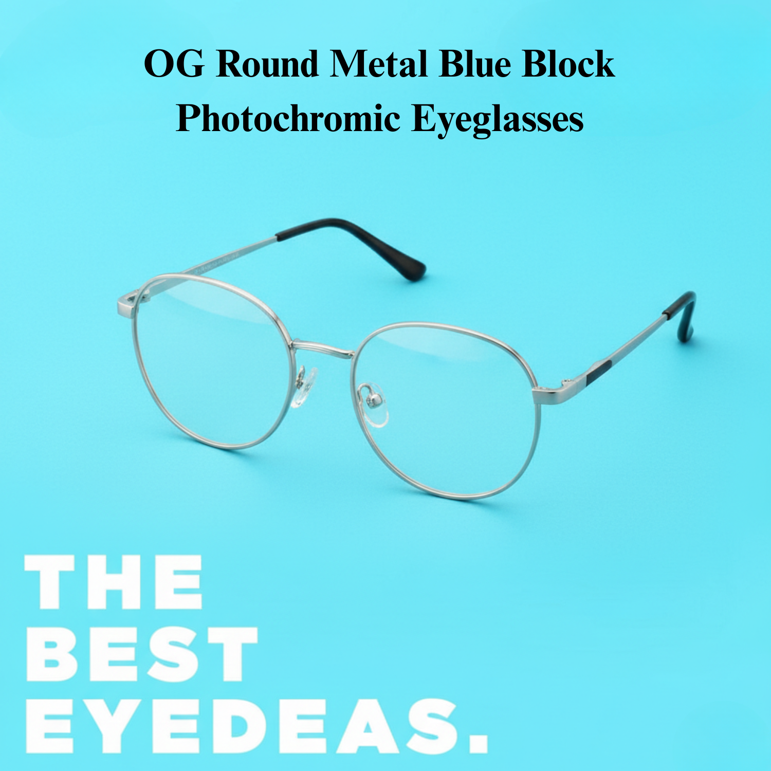 OG Round Metal Blue Block Photochromic Eyeglasses | UV Adaptive Full Rim Optical Frame