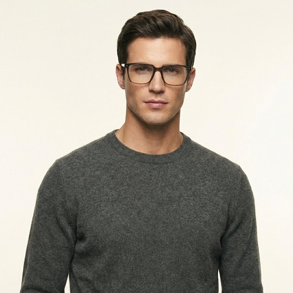 OG Royal Crest Full Rim Square Eyeglasses | Premium Brown & Gold Lightweight Optical Frame for Men