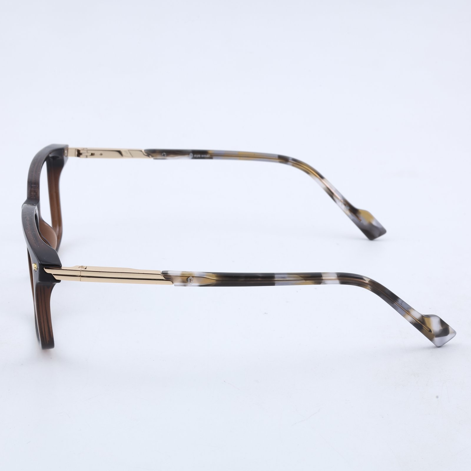 OG Royal Crest Full Rim Square Eyeglasses | Premium Brown & Gold Lightweight Optical Frame for Men