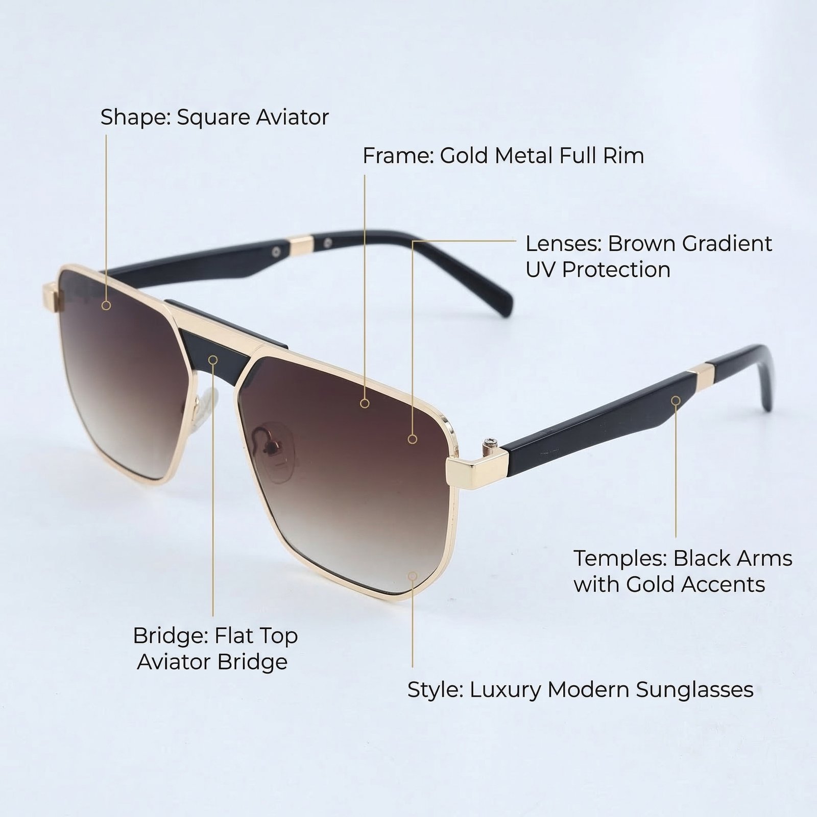 OG Royal Dusk | Gold Square Aviator Sunglasses