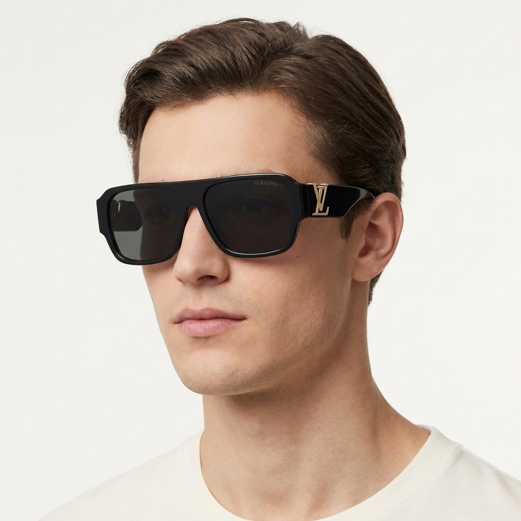 OG Royal Monogram | Black Gold Signature Shield Sunglasses