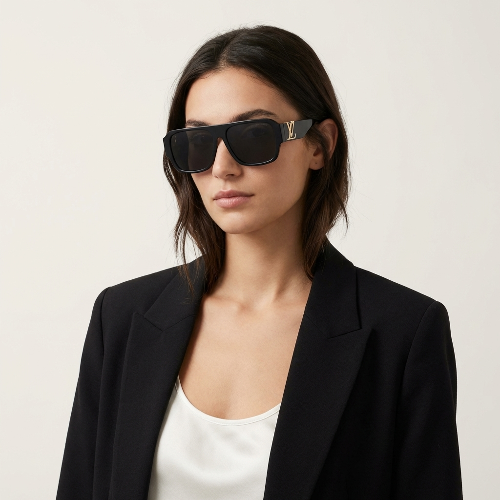 OG Royal Monogram | Black Gold Signature Shield Sunglasses