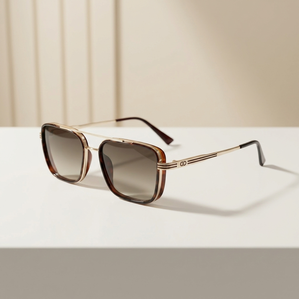 OG Royal Square Full Rim Metal Wayfarer Sunglasses with UV400 Protection – Classic Brown