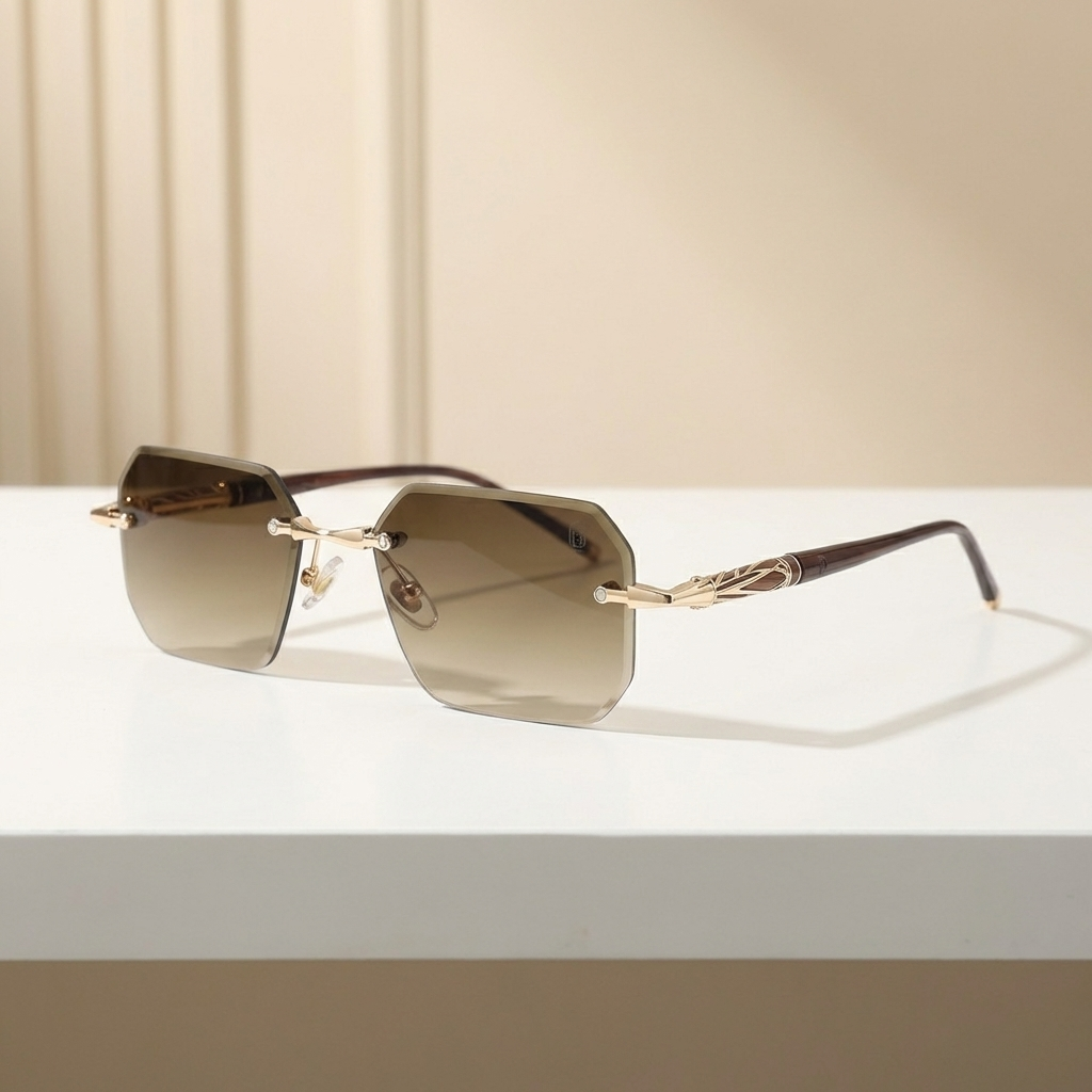 OG Royale Cut | Rimless Gold Geometric Gradient Sunglasses