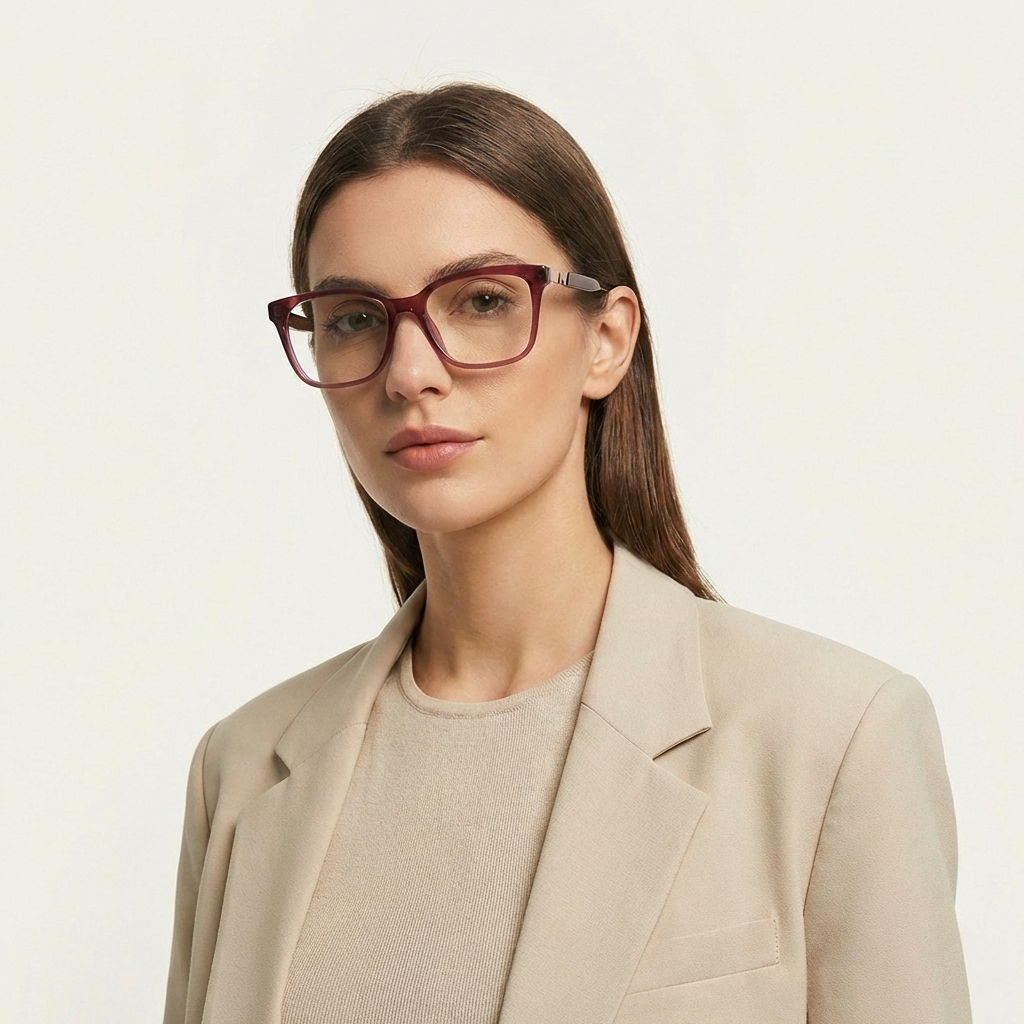 OG Ruby Aura Full Rim Square Eyeglasses | Premium Lightweight Burgundy Optical Frame for Women