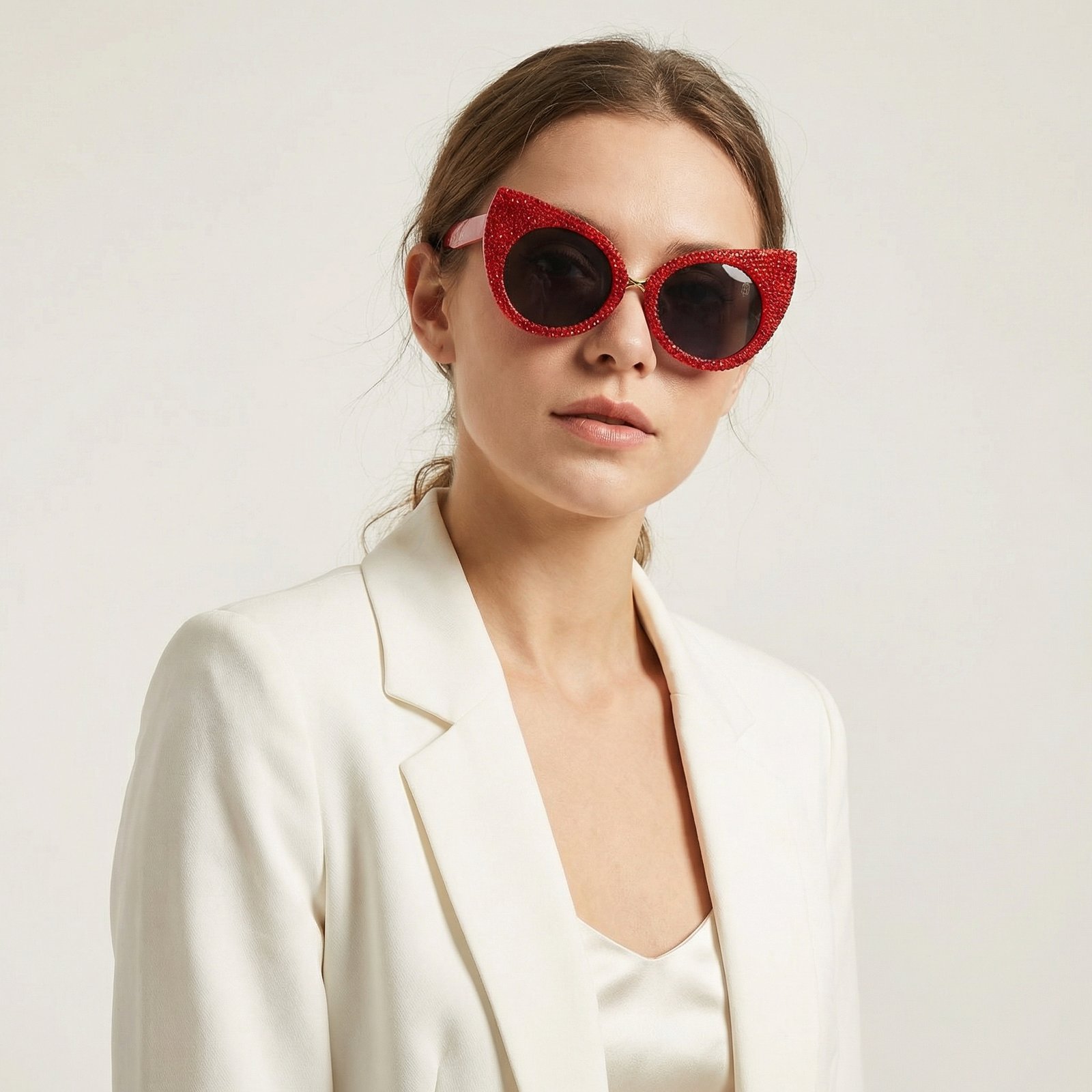 OG Ruby Queen Cat-Eye Sunglasses | Red Crystal Studded Luxury Party Shades for Women