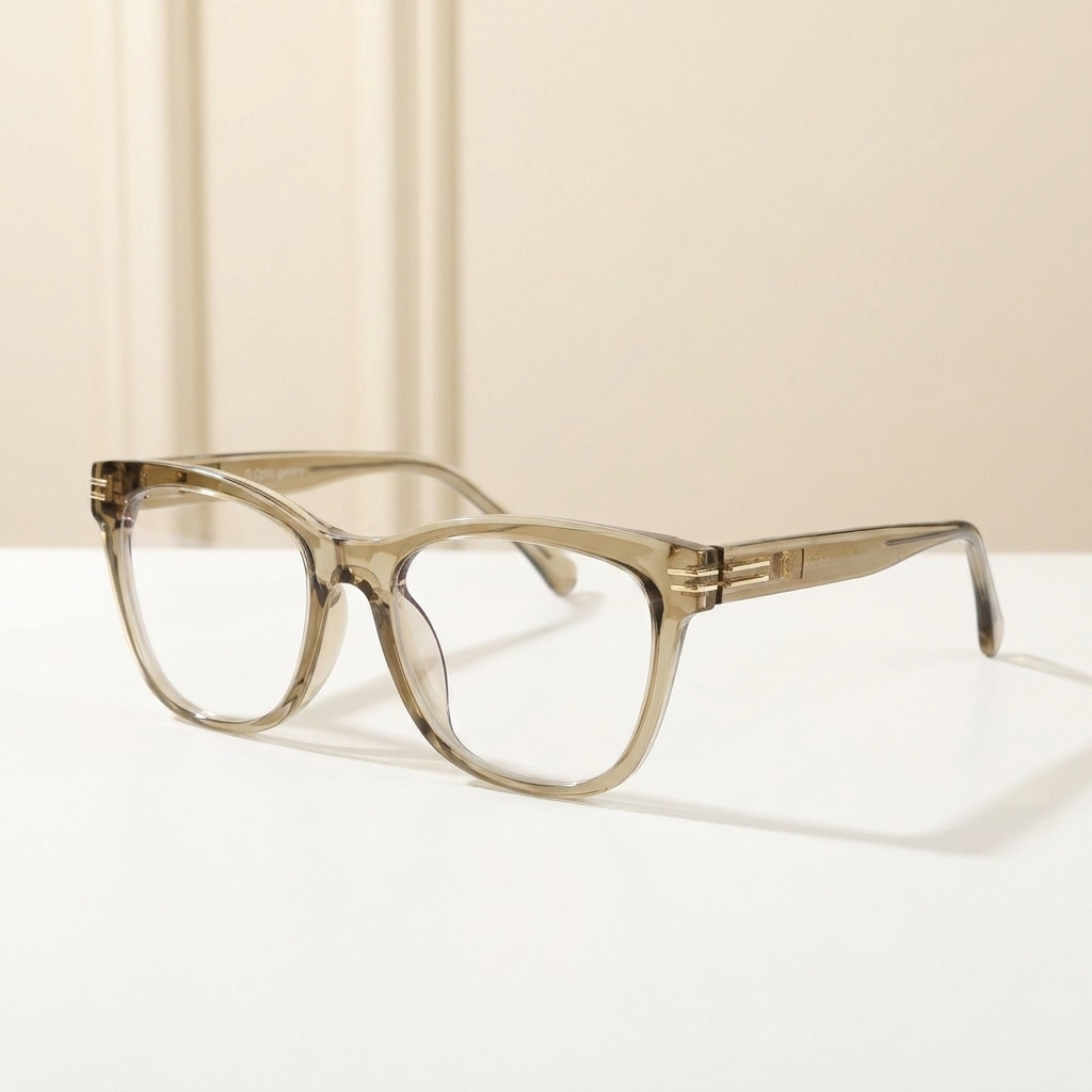 OG Sandstone Luxe Edge | Transparent Beige Square Eyeglasses