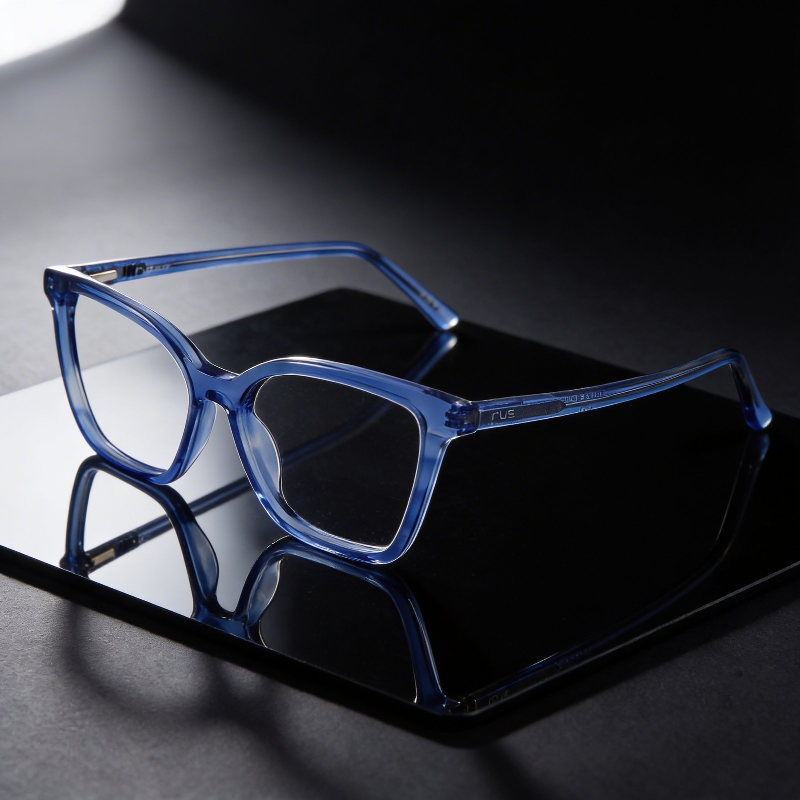 OG Sapphire Glow Full Rim Square Eyeglasses | Transparent Blue Lightweight Optical Frame for Women