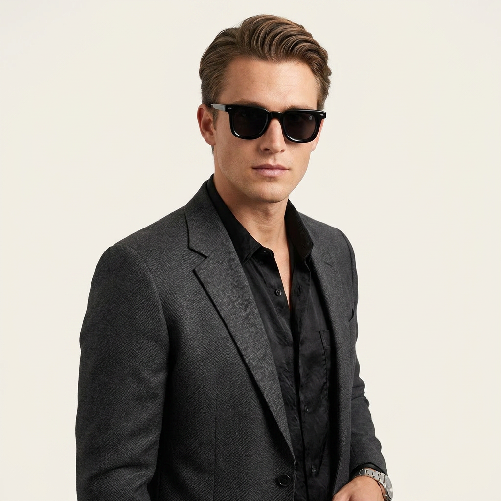 OG Shadow Baron | Luxury Black Oversized Square Sunglasses with Smoke Black Lenses