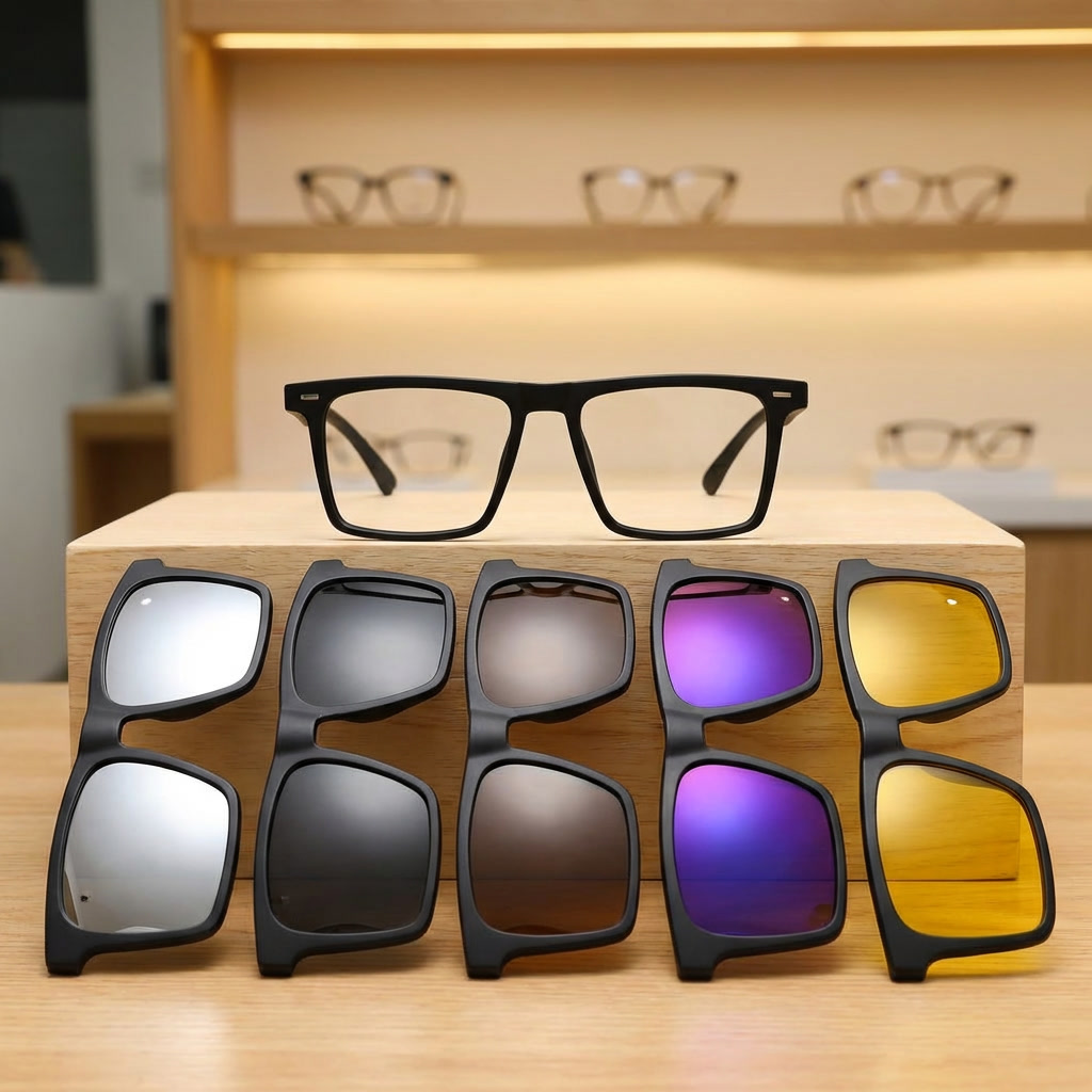 OG Shadow Core Clip-On | Matte Black Square Magnetic Eyeglasses