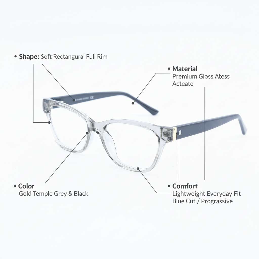 OG Shadow Curve Full Rim Cat-Eye Eyeglasses | Sleek Glossy Lightweight Optical Frame for Women