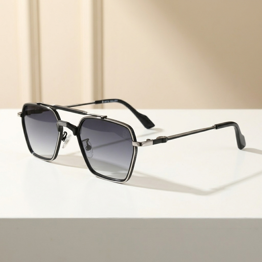 OG Shadow Emperor | Luxury Black Hexa Aviator Sunglasses with Smoke Gradient Lenses