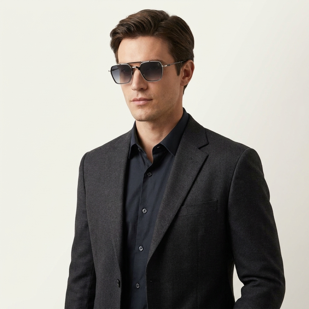 OG Shadow Emperor | Luxury Black Hexa Aviator Sunglasses with Smoke Gradient Lenses