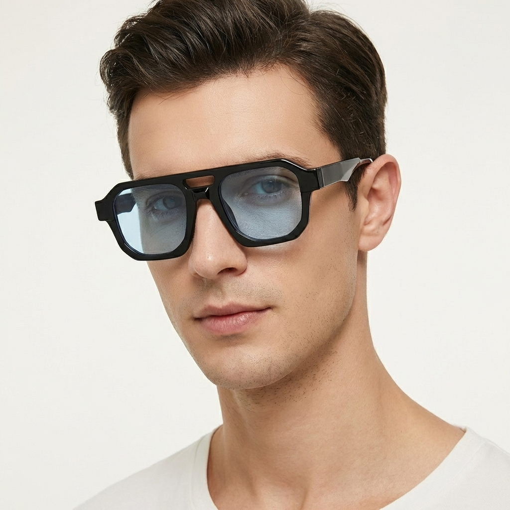 OG Shadow Ice | Bold Square Blue Tint Sunglasses