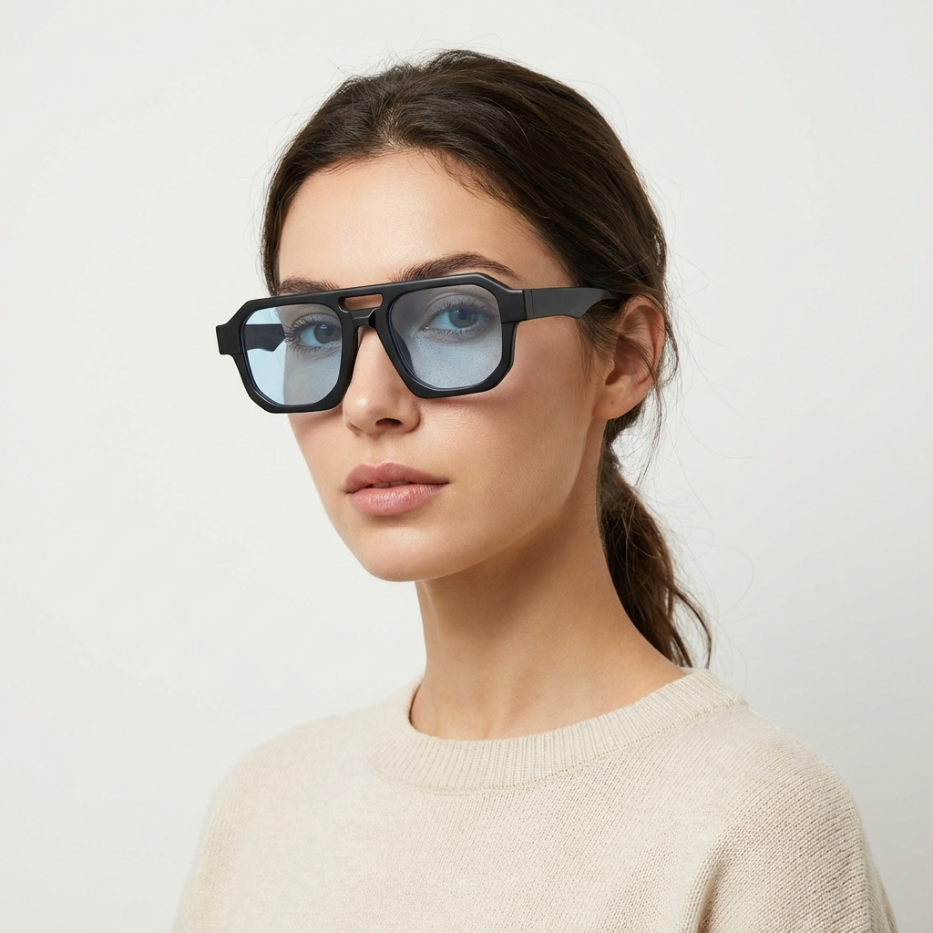 OG Shadow Ice | Bold Square Blue Tint Sunglasses