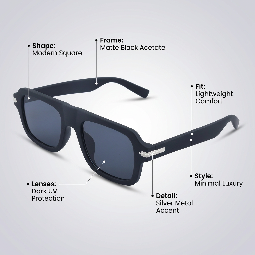 OG Shadow Luxe | Matte Black Classic Square Sunglasses