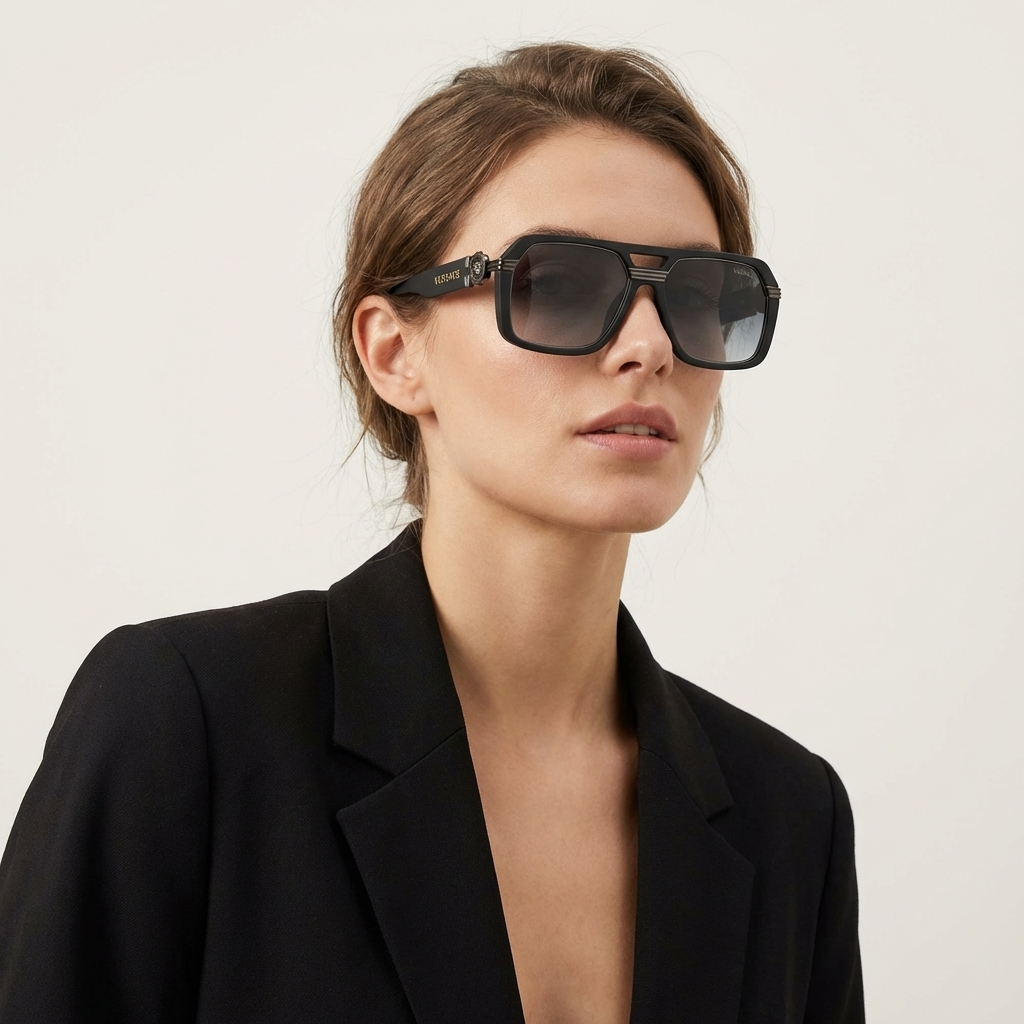 OG Shadow Medusa | Black Chrome Statement Shield Sunglasses