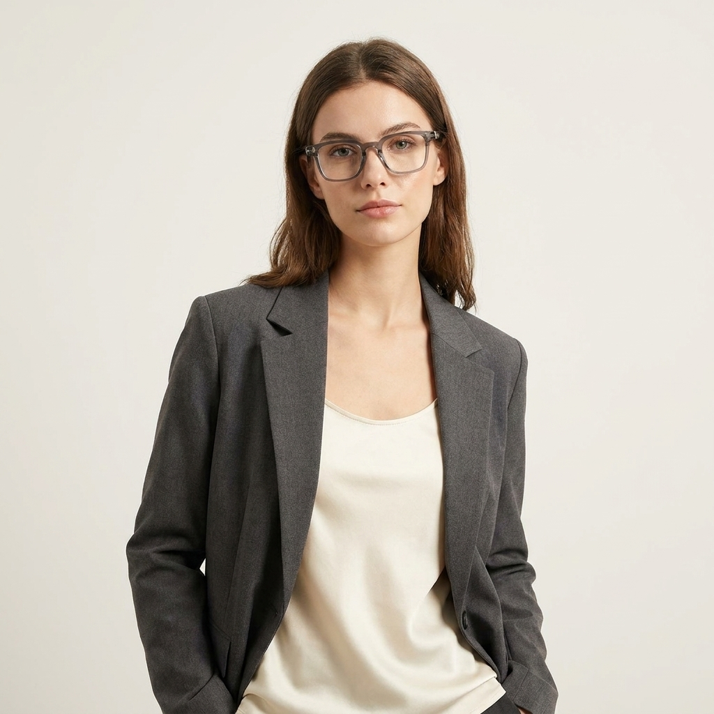 OG Shadow Regent | Luxury Crystal Smoke Square Eyeglasses with Transparent Graphite Acetate Frame