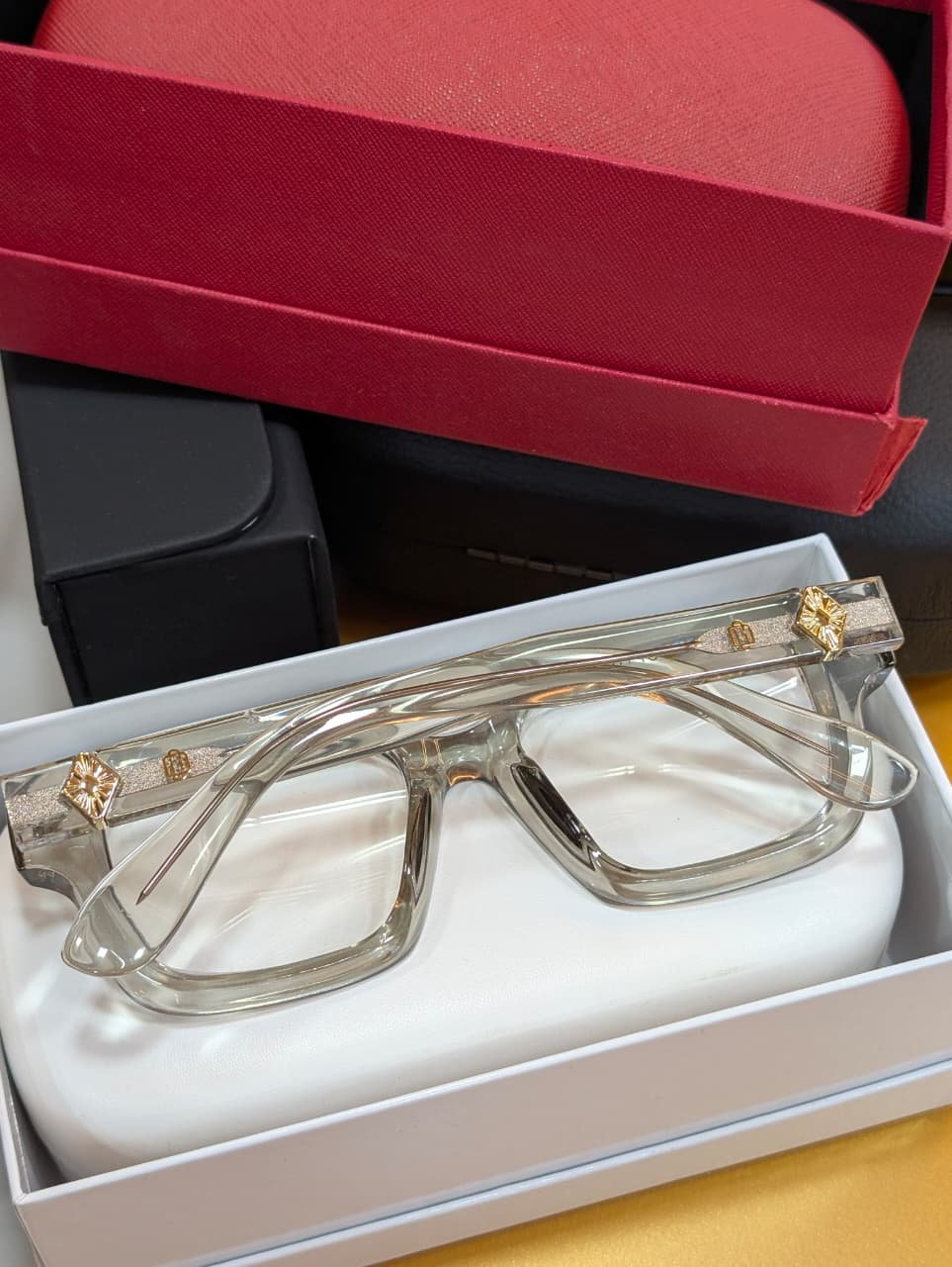 OG Shadow Regent | Luxury Smoke Crystal Optical Frame with Signature Heritage Temples Best Seller