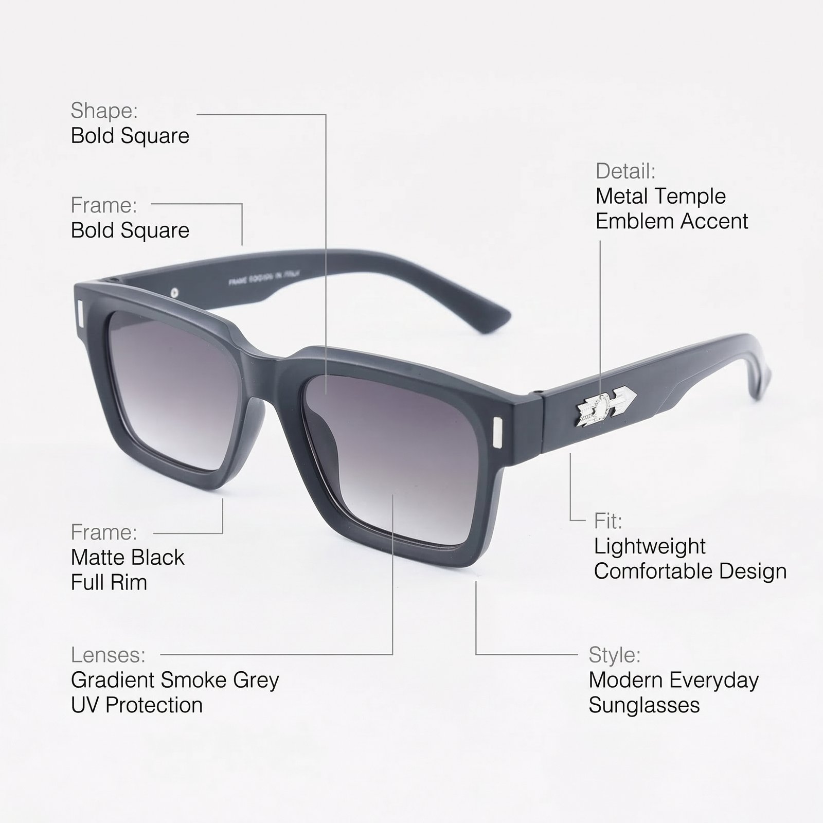 OG Shadow Rider | Glossy Black Square Sunglasses