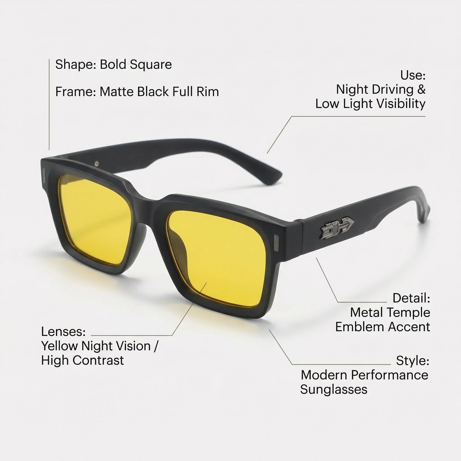 OG Shadow Rider | Glossy Black Square Sunglasses